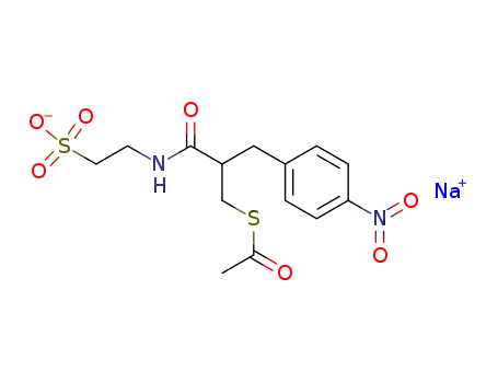 Ethanethioic acid,
S-[2-[(4-nitrophenyl)methyl]-3-oxo-3-[(2-sulfoethyl)amino]propyl] ester,
monosodium salt