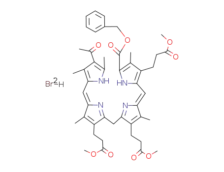 Molecular Structure of 144672-17-3 (1,3,7,13,18-pentamethyl-2-acetyl-8,12,17-tri(2-methoxy-carbonylethyl)-19-benzyloxycarbonylbiladiene-a,c dihydrobromide)