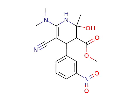 3-Pyridinecarboxylic acid,
5-cyano-6-(dimethylamino)-1,2,3,4-tetrahydro-2-hydroxy-2-methyl-4-(3-
nitrophenyl)-, methyl ester
