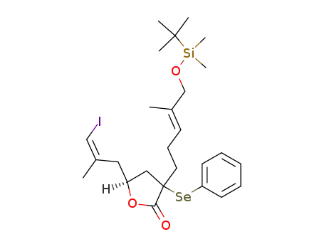 (S)-3-[(E)-5-(tert-butyl-dimethyl-silanyloxy)-4-methyl-pent-3-enyl]-5-((Z)-3-iodo-2-methyl-allyl)-3-phenylselanyl-dihydro-furan-2-one