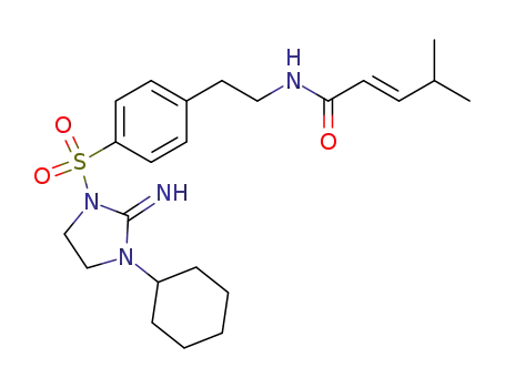 (E)-4-Methyl-pent-2-enoic acid {2-[4-(3-cyclohexyl-2-imino-imidazolidine-1-sulfonyl)-phenyl]-ethyl}-amide