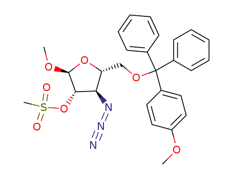 methyl-3-deoxy-3-azido-5-O-para-monomethoxytrityl-2-mesyloxy-α-D-arabinofuranose