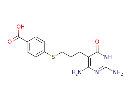 Benzoic acid,
4-[[3-(2,6-diamino-1,4-dihydro-4-oxo-5-pyrimidinyl)propyl]thio]-