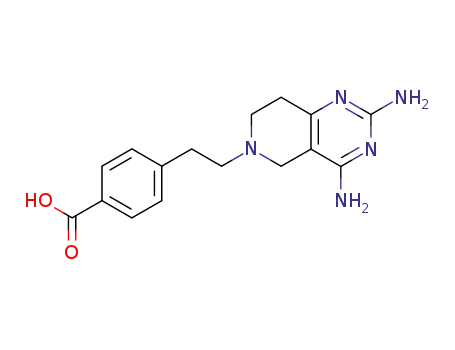 Molecular Structure of 121187-75-5 (2,4-diamino-6-<2-(4-carboxyphenyl)ethyl>-5,6,7,8-tetrahydropyrido<4,3-d>pyrimidine)
