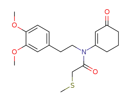 Molecular Structure of 107199-45-1 (N-<2-(3,4-dimethoxyphenyl)ethyl>-N-(3-oxo-1-cyclohexen-1-yl)-α-(methylthio)acetamide)