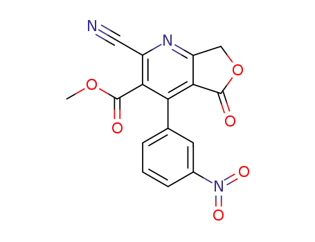 Molecular Structure of 145220-88-8 (methyl 2-cyano-4-(3-nitrophenyl)-5-oxo-5,7-dihydrofuro<3,4-b>pyridine-3-carboxylate)