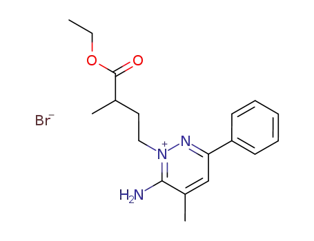 Molecular Structure of 105537-94-8 (6-Amino-1-(3-ethoxycarbonyl-butyl)-5-methyl-3-phenyl-pyridazin-1-ium; bromide)