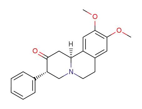 Molecular Structure of 86457-14-9 ((3S,11bS)-9,10-Dimethoxy-3-phenyl-1,3,4,6,7,11b-hexahydro-pyrido[2,1-a]isoquinolin-2-one)