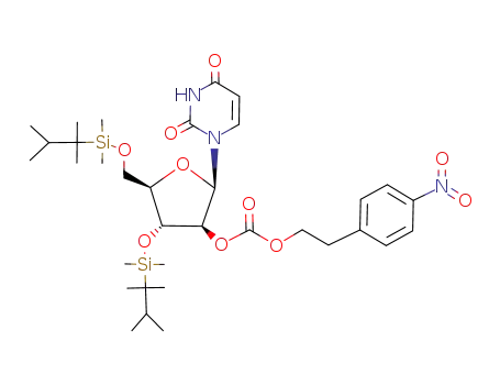 1-<3',5'-bis-O-<dimethyl(1,1,2-trimethylpropyl)silyl>-2'-O-<2-(4-nitrophenyl)ethoxycarbonyl>-β-D-arabinofuranosyl>uridine