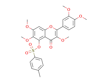 Molecular Structure of 124909-90-6 (Toluene-4-sulfonic acid 2-(3,4-dimethoxy-phenyl)-3,6,7-trimethoxy-4-oxo-4H-chromen-5-yl ester)