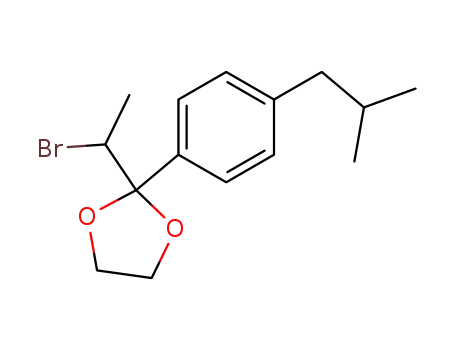 Molecular Structure of 80336-63-6 (1,3-Dioxolane, 2-(1-bromoethyl)-2-[4-(2-methylpropyl)phenyl]-)