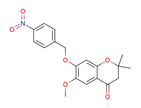Molecular Structure of 131881-72-6 (6-Methoxy-2,2-dimethyl-7-(4-nitro-benzyloxy)-chroman-4-one)