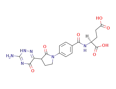 Molecular Structure of 139348-91-7 (N-<4-<3-(3-amino-2,5-dihydro-5-oxo-1,2,4-triazin-6-yl)-2-oxo-1-pyrrolidinyl>benzoyl>-L-glutamic acid)