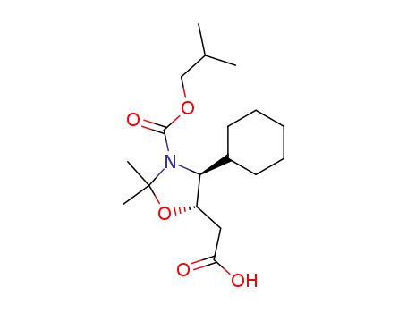 Molecular Structure of 881902-35-8 ((4S,5S)-5-Carboxymethyl-4-cyclohexyl-2,2-dimethyl-oxazolidine-3-carboxylic acid isobutyl ester)
