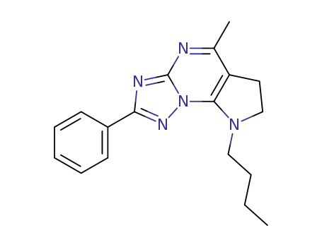 Molecular Structure of 74258-08-5 (8-Butyl-5-methyl-2-phenyl-7,8-dihydro-6H-pyrrolo[3,2-e][1,2,4]triazolo[1,5-a]pyrimidine)