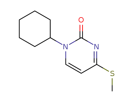 Molecular Structure of 92050-23-2 (2(1H)-Pyrimidinone, 1-cyclohexyl-4-(methylthio)-)