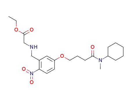 Molecular Structure of 105763-67-5 ({5-[3-(Cyclohexyl-methyl-carbamoyl)-propoxy]-2-nitro-benzylamino}-acetic acid ethyl ester)