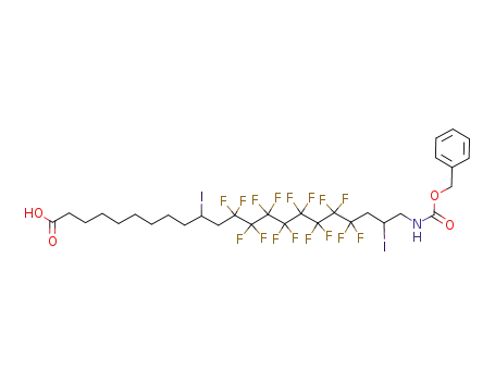 Molecular Structure of 888615-90-5 (22-N-(benzyloxycarbonylamino)-10,21-diiodo-12,12,13,13,14,14,15,15,16,16,17,17,18,18,19,19-hexadecafluorodocosanoic acid)