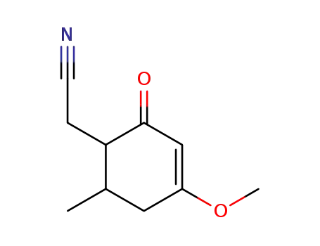 Molecular Structure of 80050-26-6 (3-Cyclohexene-1-acetonitrile, 4-methoxy-6-methyl-2-oxo-)