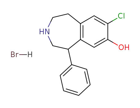 Molecular Structure of 90955-43-4 (1H-3-Benzazepin-7-ol, 8-chloro-2,3,4,5-tetrahydro-5-phenyl-, hydrobrom ide)