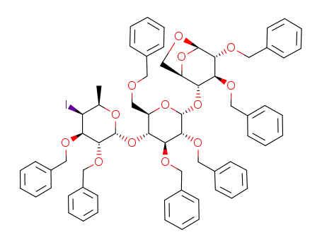 O-(2,3-di-O-benzyl-4,6-dideoxy-4-iodo-α-D-galactopyranosyl)-(1->4)-O-(2,3,6-tri-O-benzyl-α-D-glucopyranosyl)-(1->4)-1,6-anhydro-2,3-di-O-benzyl-β-D-glucopyranose
