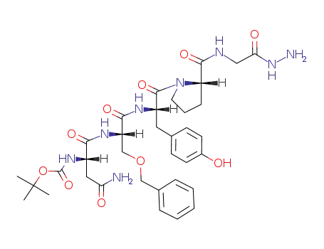 Molecular Structure of 90826-15-6 (Boc-Asn-Ser(Bzl)-Tyr-Pro-Gly-NHNH<sub>2</sub>)