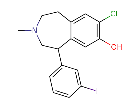 Molecular Structure of 131567-14-1 (7-chloro-8-hydroxy-1-(3'-iodophenyl)-3-methyl-2,3,4,5-tetrahydro-1H-3-benzazepine)