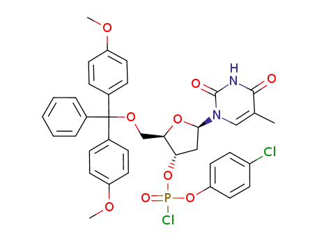 Thymidine, 5'-O-[bis(4-methoxyphenyl)phenylmethyl]-, 3'-(4-chlorophenyl
phosphorochloridate)