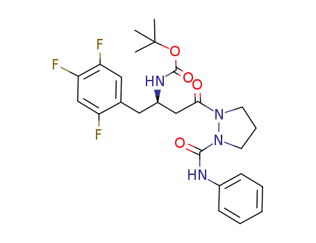 Molecular Structure of 939964-27-9 ((R)-[3-(2-benzoylcarbamoylpyrazolidin-1-yl)-3-oxo-1-(2,4,5-trifluorobenzyl)propyl]carbamic acid tert-butyl ester)