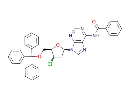 6-N-benzoyl-9-β-(3'-chloro-2',3'-dideoxy-5'-O-tritylxylofuranosyl)adenine
