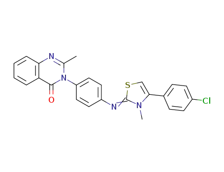 Molecular Structure of 138802-37-6 (4(3H)-Quinazolinone,
3-[4-[[4-(4-chlorophenyl)-3-methyl-2(3H)-thiazolylidene]amino]phenyl]-2-
methyl-)
