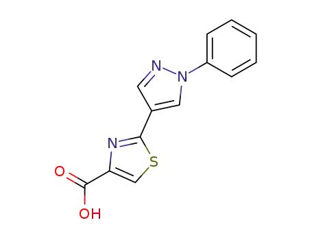 Molecular Structure of 137576-90-0 (4-Thiazolecarboxylic acid, 2-(1-phenyl-1H-pyrazol-4-yl)-)