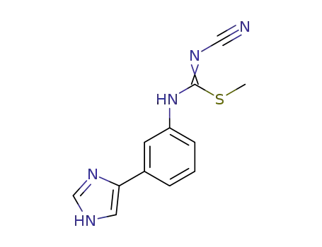 Molecular Structure of 88304-56-7 (Carbamimidothioic acid, N-cyano-N'-[3-(1H-imidazol-4-yl)phenyl]-,methyl ester)