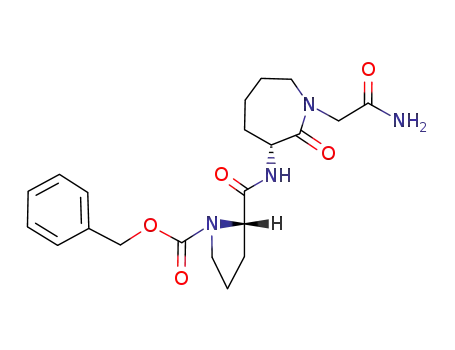 Molecular Structure of 146349-31-7 (3(R)-<<<1-(benzyloxycarbonyl)-2(S)-pyrrolidinyl>carbonyl>amino>-2-oxo-1-perhydroazepineacetamide)