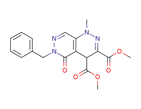 Molecular Structure of 128457-04-5 (Pyridazino[4,5-c]pyridazine-3,4-dicarboxylic acid,
1,4,5,6-tetrahydro-1-methyl-5-oxo-6-(phenylmethyl)-, dimethyl ester)
