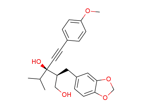 4-Pentyne-1,3-diol,
2-(1,3-benzodioxol-5-ylmethyl)-5-(4-methoxyphenyl)-3-(1-methylethyl)-,
(2S,3R)-