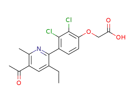 Molecular Structure of 104684-26-6 (Acetic acid,
[4-(5-acetyl-3-ethyl-6-methyl-2-pyridinyl)-2,3-dichlorophenoxy]-)