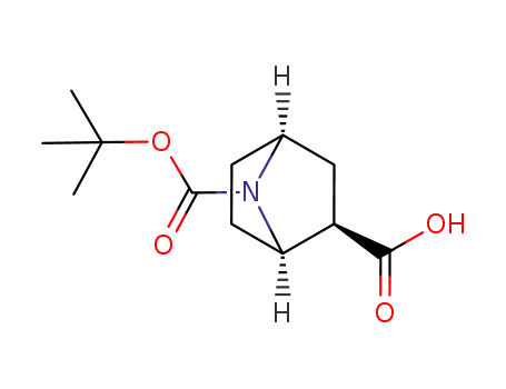 Molecular Structure of 918411-43-5 (2R-7-Aza-bicyclo[2.2.1]heptane-2,7-dicarboxylic acid 7-tert-butyl ester)