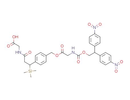 Glycine, N-[[2,2-bis(4-nitrophenyl)ethoxy]carbonyl]-,
[4-[3-[(carboxymethyl)amino]-3-oxo-1-(trimethylsilyl)propyl]phenyl]methyl
ester