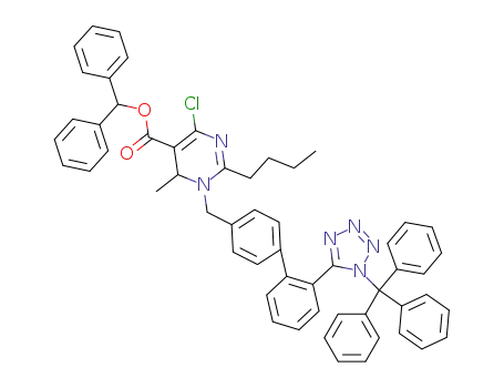 2-butyl-4-chloro-1,6-dihydro-6-methyl-1-<<2'-<1-(triphenylmethyl)tetrazole-5-yl><1,1'-biphenyl>-4-yl>methyl>pyrimidine-5-carboxylic acid, diphenylmethyl ester