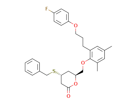 (4R,6S)-4-Benzylsulfanyl-6-{2-[3-(4-fluoro-phenoxy)-propyl]-4,6-dimethyl-phenoxymethyl}-tetrahydro-pyran-2-one