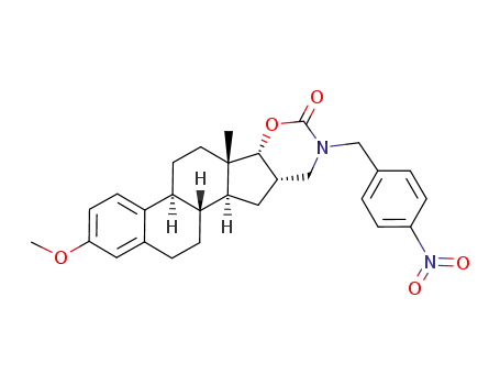 Molecular Structure of 115446-69-0 ((4bS,6aS,6bR,10aS,11aS,11bR)-2-Methoxy-6a-methyl-9-(4-nitro-benzyl)-5,6,6a,6b,9,10,10a,11,11a,11b,12,13-dodecahydro-4bH-7-oxa-9-aza-indeno[2,1-a]phenanthren-8-one)