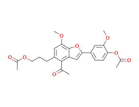 4-acetyl-5-(3-acetoxypropyl)-7-methoxy-2-(3'-methoxy-4'-acetoxyphenyl)benzo<b>furan