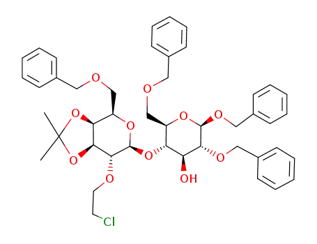 benzyl 2,6,6'-tri-O-benzyl-2'-O-(2-chloroethyl)-3',4'-O-isopropylidene β-lactoside