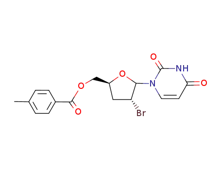 Molecular Structure of 134680-76-5 (1-<2-bromo-2,3-dideoxy-5-O-(4-methylbenzoyl)-D-erythro-pentofuranosyl>uracil)