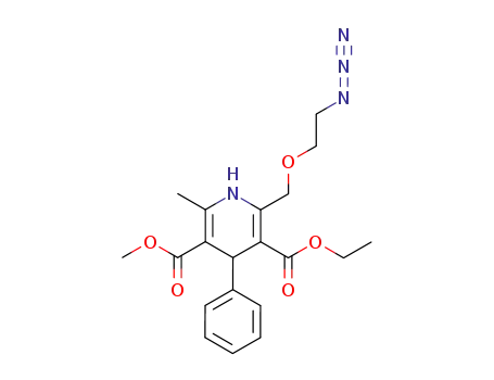 Molecular Structure of 103069-43-8 (2-(2-Azido-ethoxymethyl)-6-methyl-4-phenyl-1,4-dihydro-pyridine-3,5-dicarboxylic acid 3-ethyl ester 5-methyl ester)