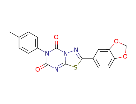 Molecular Structure of 125766-45-2 (2-(1,3-benzodioxol-5-yl)-6-(4-methylphenyl)-5H-[1,3,4]thiadiazolo[3,2-a][1,3,5]triazine-5,7(6H)-dione)