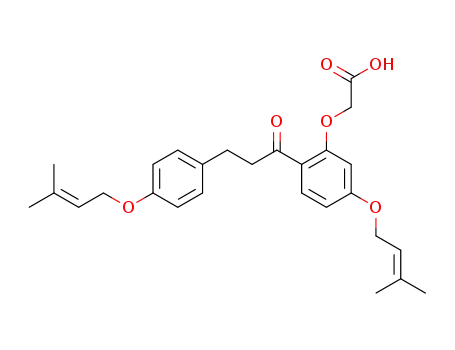 Molecular Structure of 73618-69-6 (2'-carboxymethoxy-4,4'-bis(3-methyl-2-butenyloxy)dihydrochalcone)