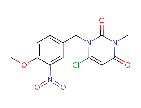 Molecular Structure of 121593-89-3 (N<sup>1</sup>-(3-nitro-4-methoxybenzyl)-N<sup>3</sup>-methyl-6-chlorouracil)