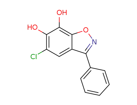 Molecular Structure of 105679-80-9 (1,2-Benzisoxazole-6,7-diol, 5-chloro-3-phenyl-)